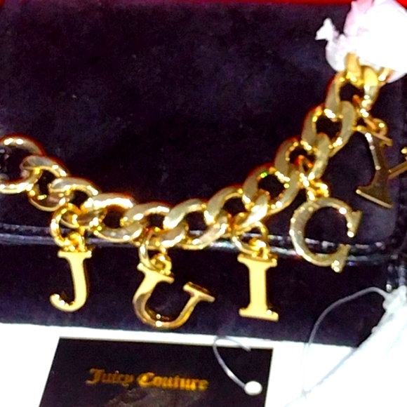 Juicy Couture Black Velvet Wallet Gold Hardware 3  Zippered Compartments 👛 NWT - Picture 9 of 9